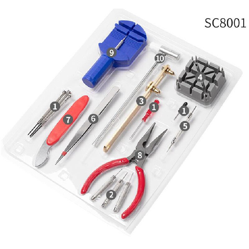 16/147 Pcs Horloge Reparatie Tool Kit Horloge Link Pin Remover Case Opener Lente Bar Remover Horlogemaker Reparatie Watchtool kit: 16pcs