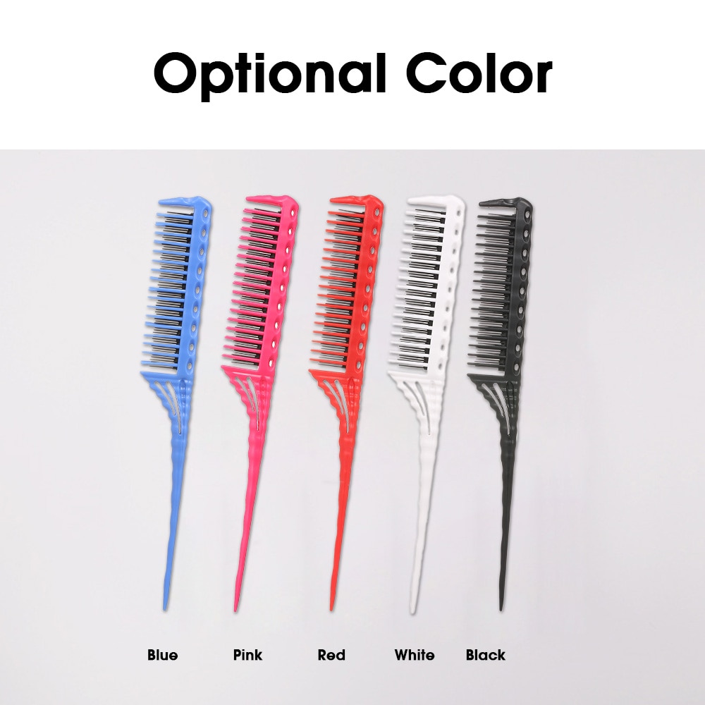 3-Row Teeth Teasing Comb Detangling Brush Rat Tail Comb Adding Volume Back Coming Hairdressing Combs