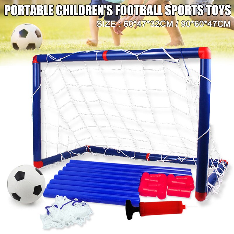 Portería de fútbol portátil para niños, puerta de juguete, Kit de balón de fútbol para bebé con bombas, deportes de interior y exterior, EDF88