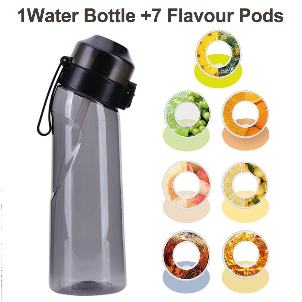 Aromatisierte Wasser flasche 650ml Sport alr hoch Trink flasche 7 Frucht duft kapseln Wasser becher für draussen-Camping Fitness: Licht Grün