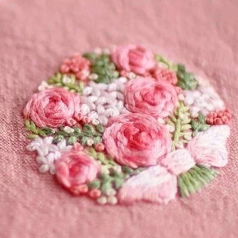 Kit de bordado de estilo europeo para principiantes, Material bordado con patrones de flores, punto de cruz, bricolaje