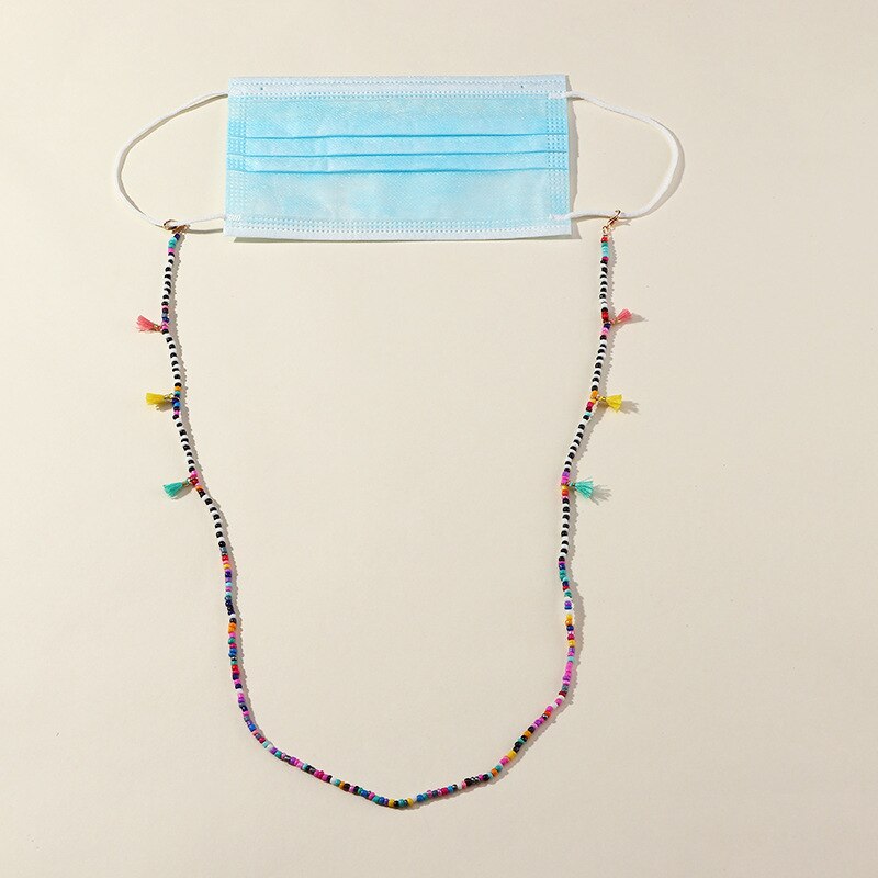 Farverige perler tegneserie bogstaver maske kæde halskæde til kvinder multifunktion anti-mistet rem lanyard briller kæde smykker: 1