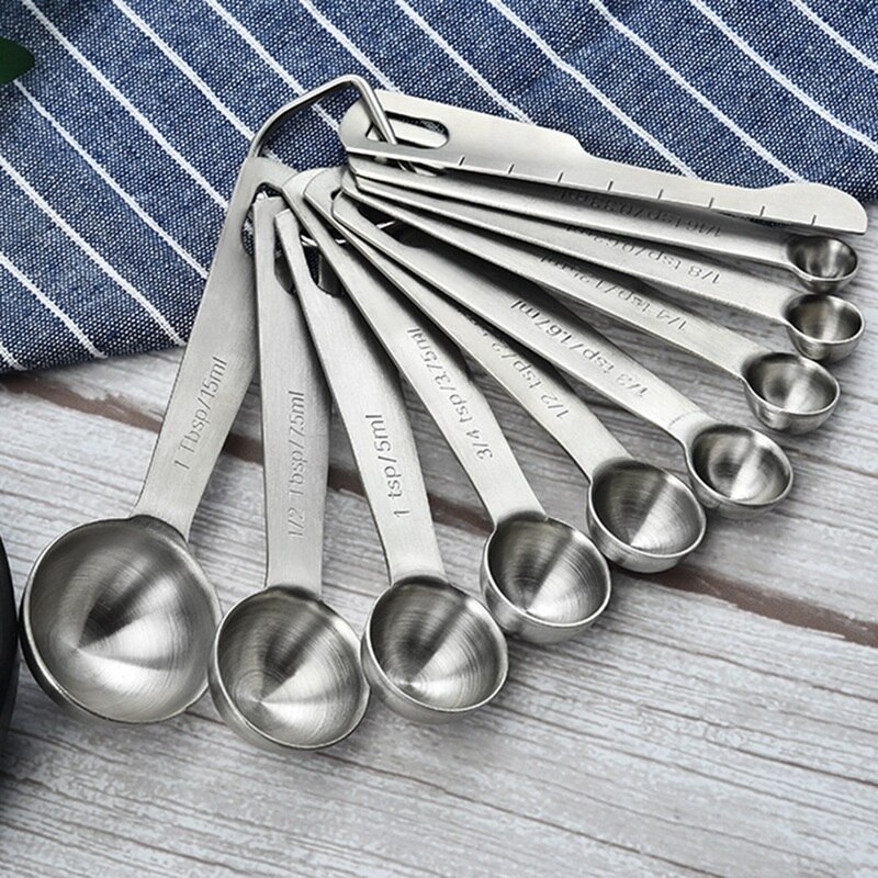Stainless Steel Measuring Spoon Set 9 Measuring Spoons 1 Level And 1 Ring 11 Pcs Each