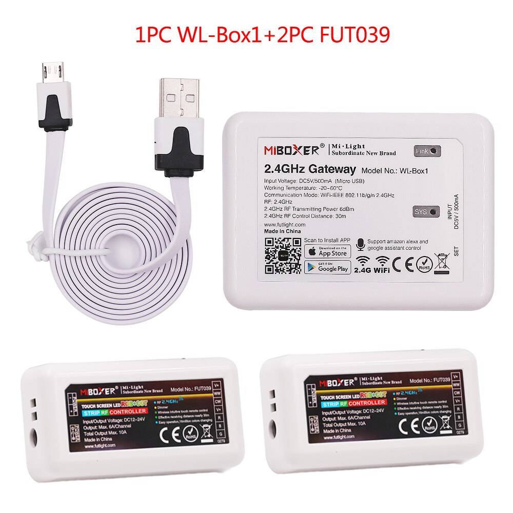 Milight RGBCCT LED Controller FUT039 + FUT092 2,4G Wireless 4-Zone RF Touch Remote + Miboxer WL-Box1 2,4 GHz Wifi Controller: Package 6