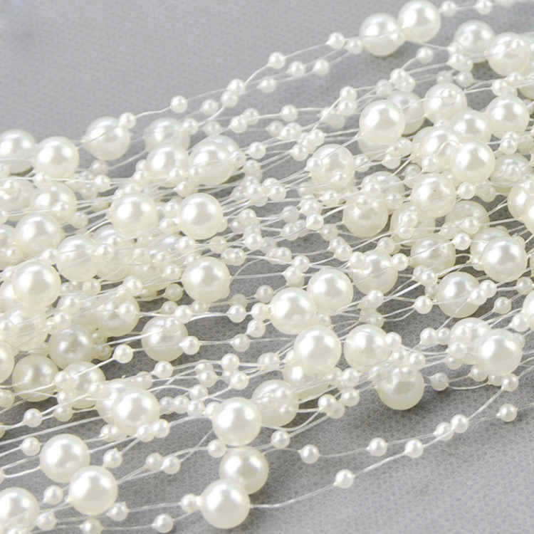 10M 3-8mm Kralen Garland Parel Strengen Vis Ketting Lint voor Kerstboom Krans Cadeaupapier Decoratie