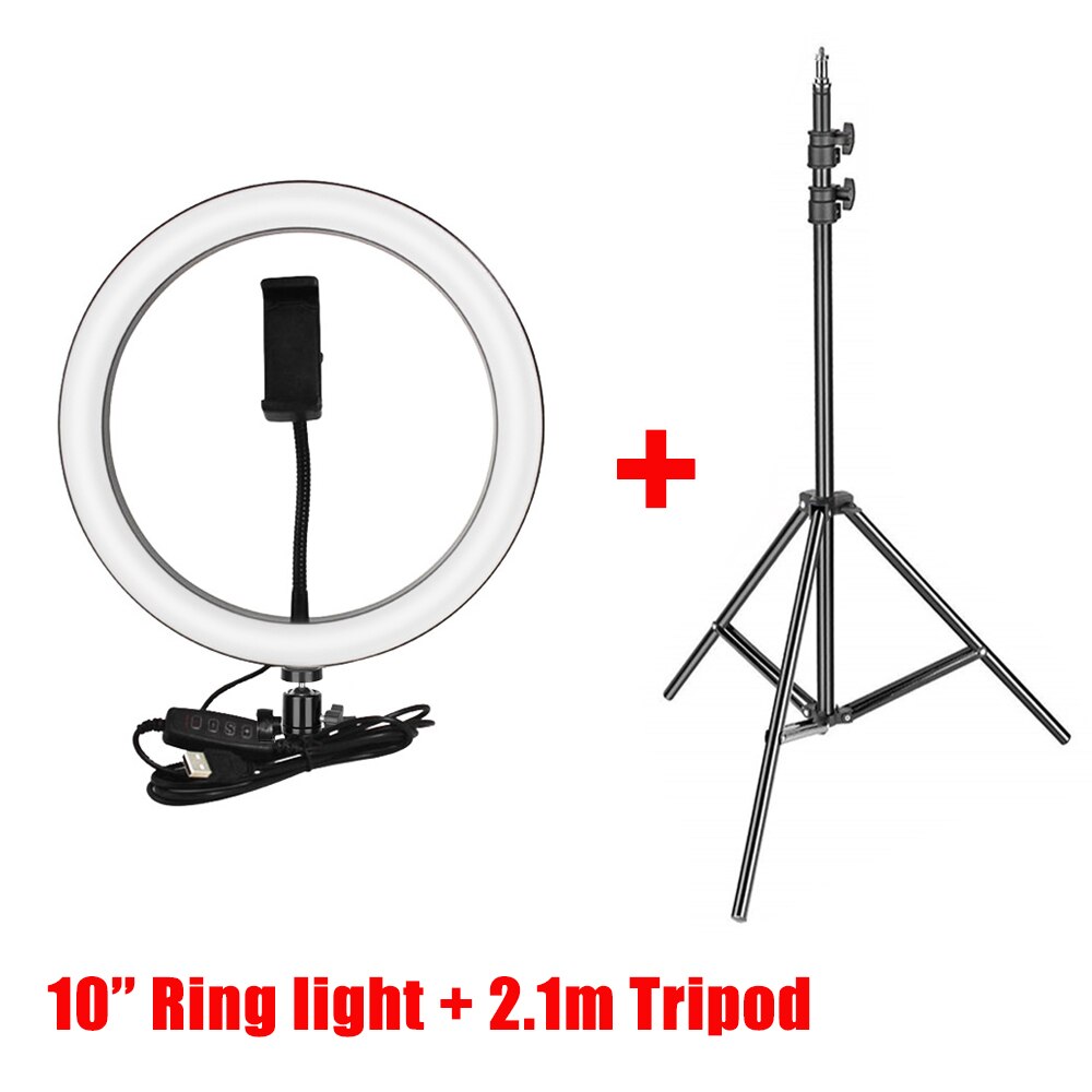LED Ring Light Selfie Ringlight Video Photpgraphy Lamp For Makeup Video Live Lighting Shooting Dimmable Ring Light 10 Inch