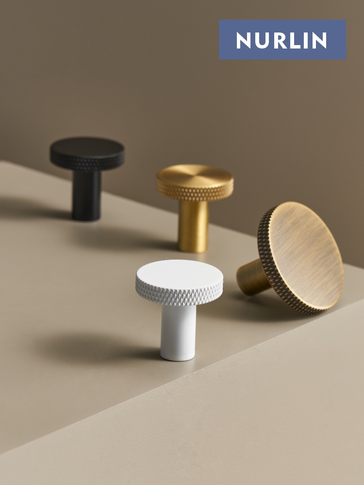 Nurlin Schrankknöpfe aus massivem Durcheinander mit Rändelmuster, mattes Antikmessing, Schwarz-Weiß-Gold, Schrankgriffe, Zauberstab- und Badezimmerhaken