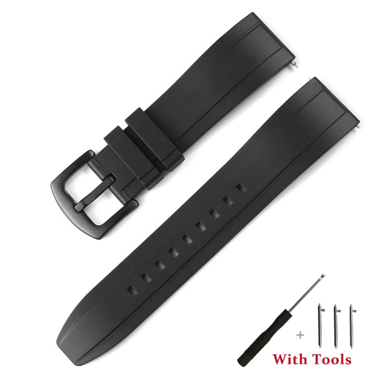 18mm 20mm 22mm 24mm 26mm Bracelet de montre en Silicone à dégagement rapide Bracelet de montre en caoutchouc étanche Bracelet accessoires avec outil: Black Yellow / 24mm