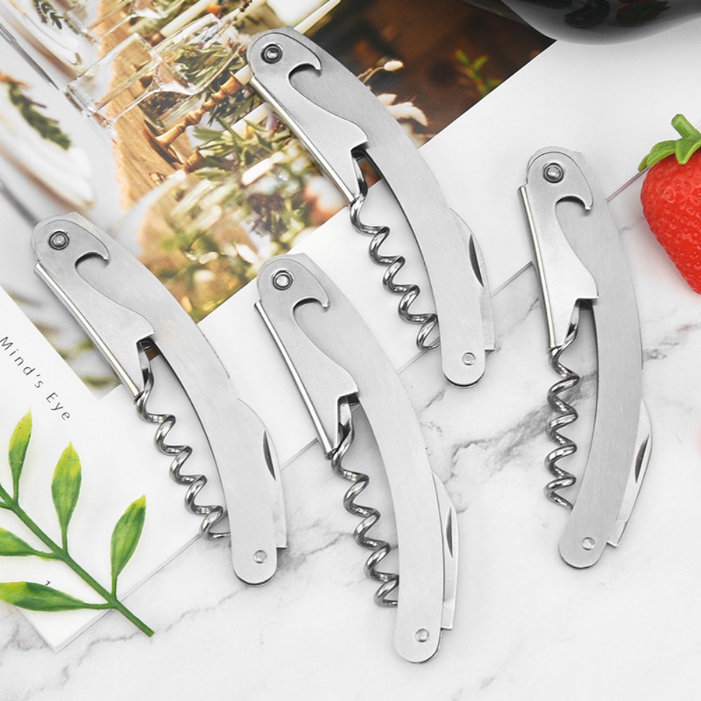 3- pakning servitørkorketrekker vinåpner i rustfritt stål, tre-i-ett korketrekker, flaskeåpner og taggete foliekutter, restaurant