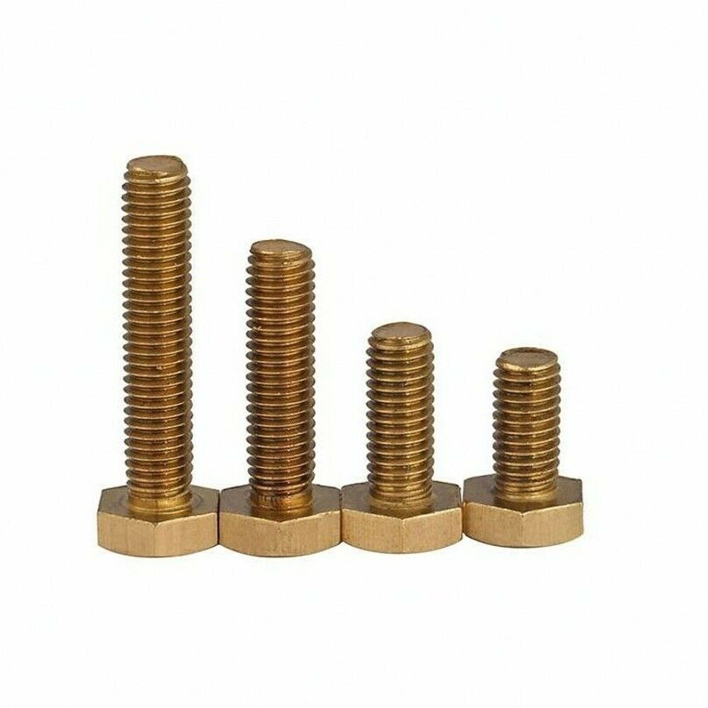 5Pcs M4M5 Massief Messing Hexagon Schroeven/H62 Messing Volledige Discussie Hexagon Bouten