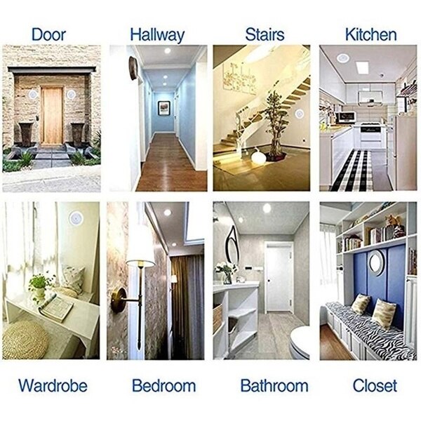 1Pack PIR Infrared Motion Sensor Lamp Battery Powered Night Light Magnetic Infrared Wall Lamp Closet Stairs(Battery Not Include)