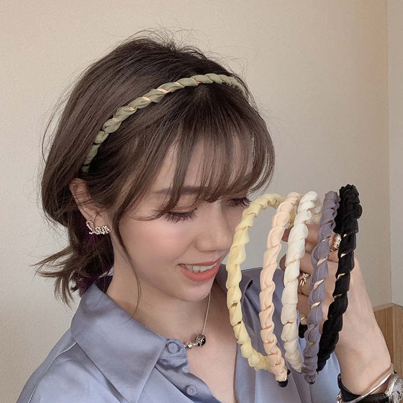 Diademas de Organza para mujer, bandas de aro para el pelo tejidas cruzadas, de Corea, diadema de Metal de Seda brillante, accesorios para el cabello para niñas, turbante