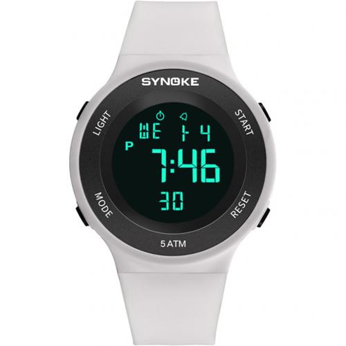 Unisex heren dames horloges outdoor waterdicht alarm plastic band datumweergave sport polshorloge: Wit