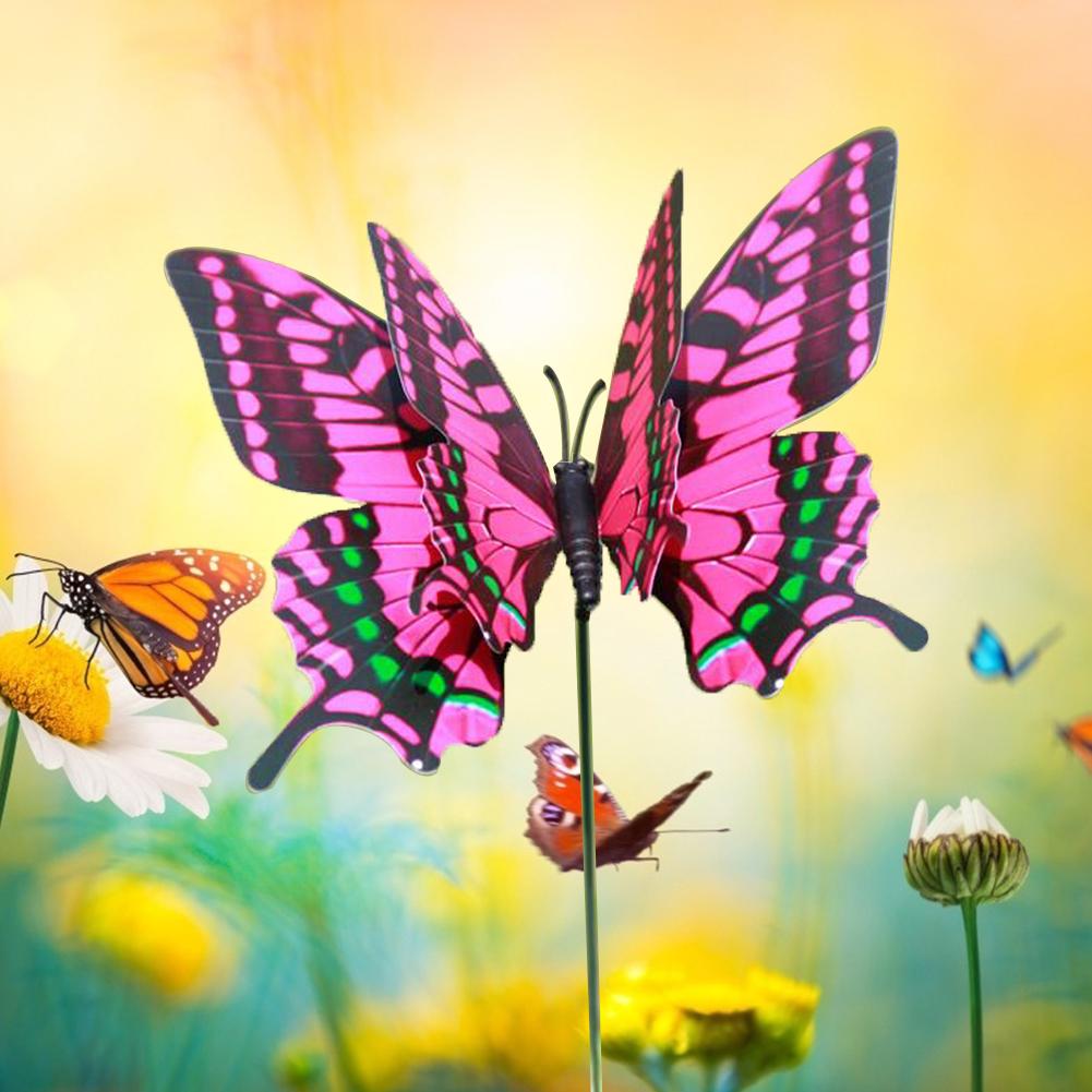 Estacas de mariposa coloridas 3D de PVC, decoración para jardín, patio, maceta, 4 Uds.