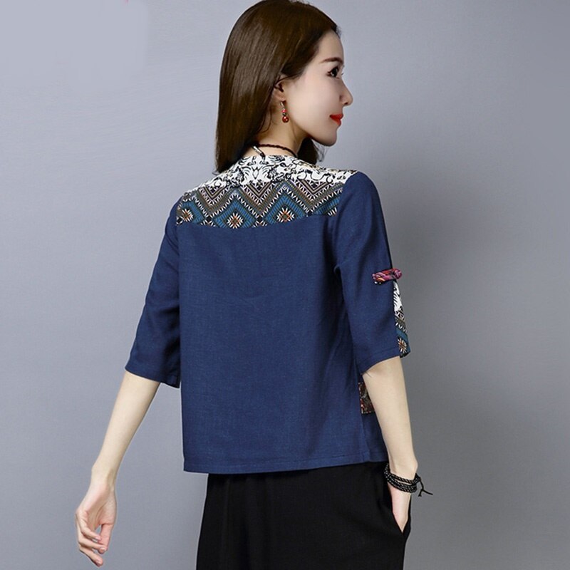 Traditionele Chinese Kleding Voor Vrouwen Tops En Blouses Linnen Shirt Oosterse Vrouwelijke Cheongsam Top China Kleding 11245