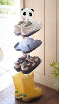 Cartoon dieren stereo kinderen schoen rack console schoen organisator frame verticale schoenenrek 67 cm: Zwart