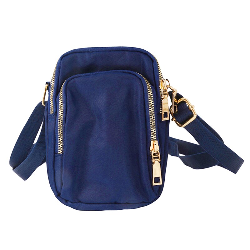 Mulheres Moda Cor Sólida Zipper de Nylon Impermeável Ombro Saco Crossbody Bolsa Feminina Senhoras Mensageiro Saco de Viagem À Prova D' Água: deep blue
