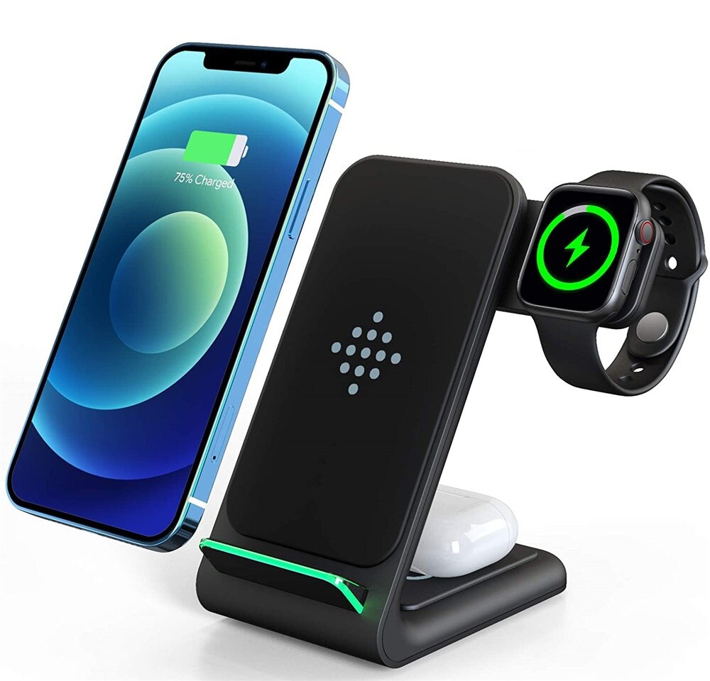 15W Qi Wireless Charging Stand Houder Voor Iphone 12 Pro Quick Charger Draadloze Oplader Dock Station Voor Apple Horloge airpods Pro