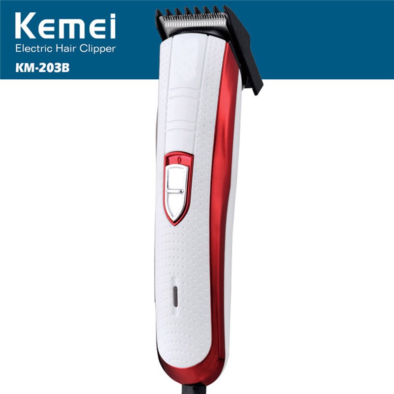 Kemei Electric Hair Clipper Corded Hair Beard Trimmer scissors Barber Cutting Machine Quiet Used for Man and Baby: Red