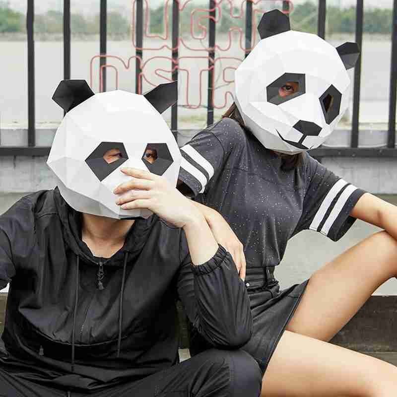 Panda 3D Dier Masker Diy Gratis Tailoring Party Halloween Winkel Decoratie Gebruiksvoorwerpen Origami