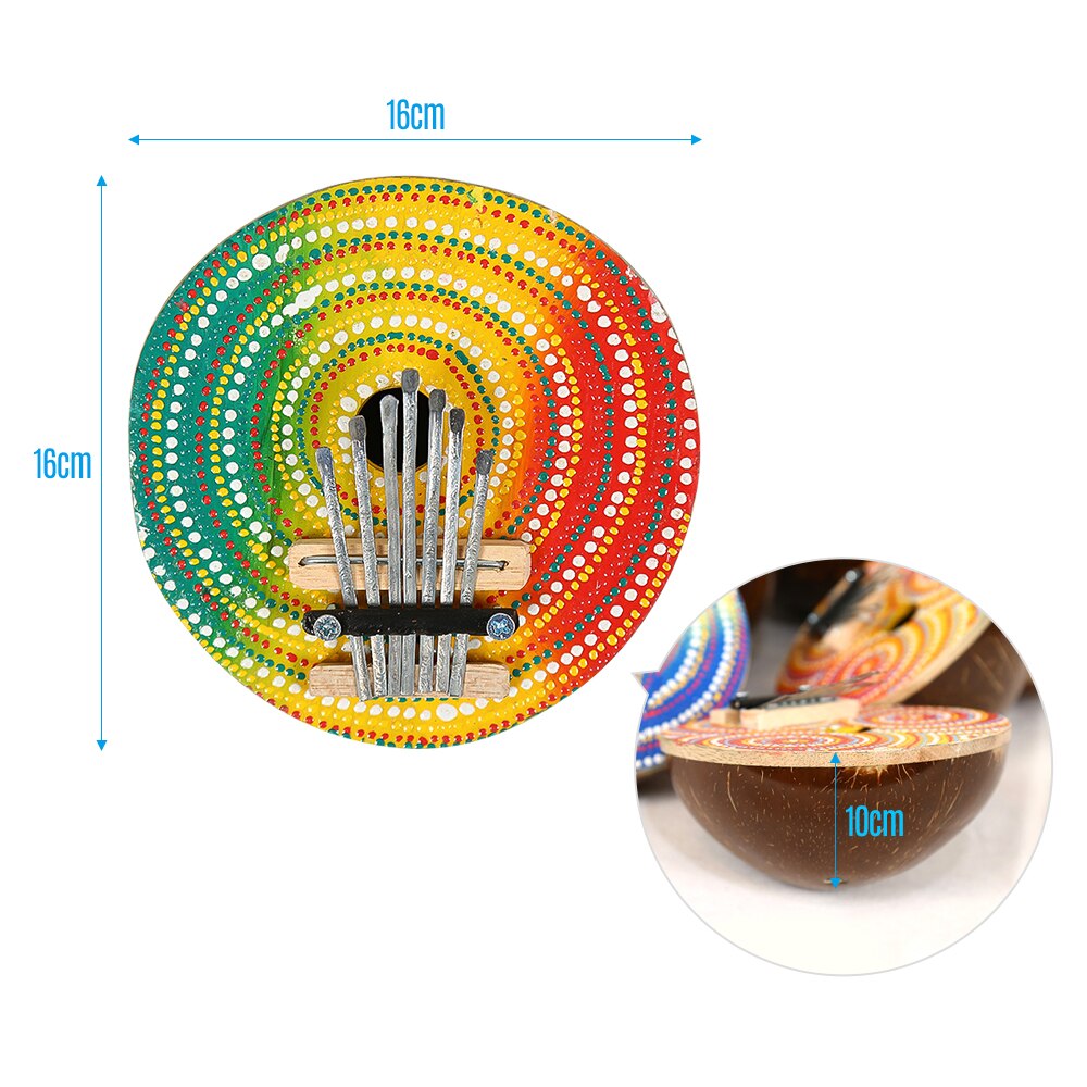 7 Keys Colorful Thumb Piano Kalimba Mbira Finger Piano Coconut Shell Metal Material Musical Instrument Toy Portable for Beginner