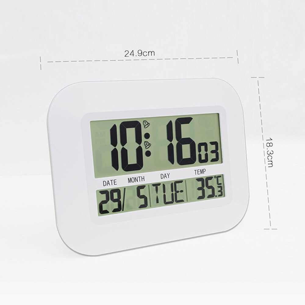 Digital Wall Clock Easy Operated Simple Large LCD Alarm Clocks Temperature Calendar Date Home Decor Large Screen Wall Clock