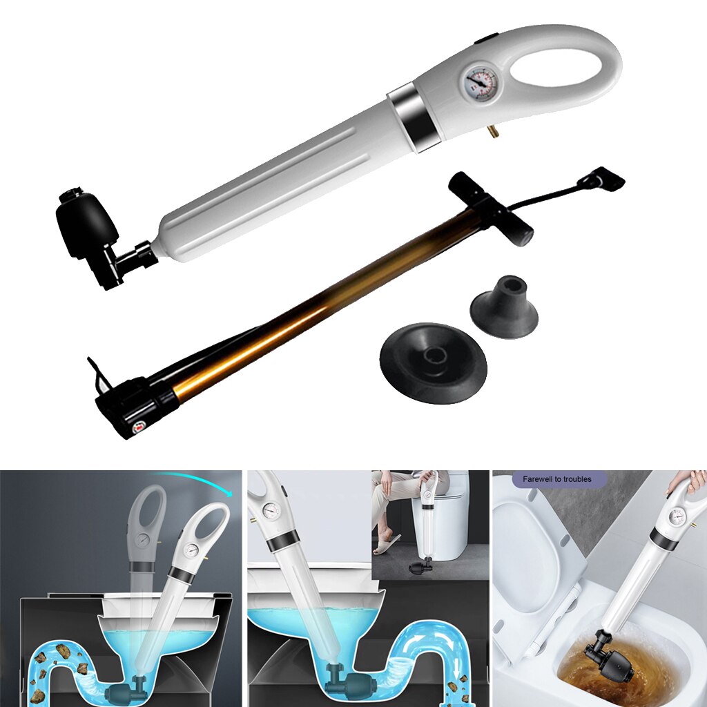 Toilet Air Pressure Plunger Pump Kit Tool Detachable Pneumatic Dredger