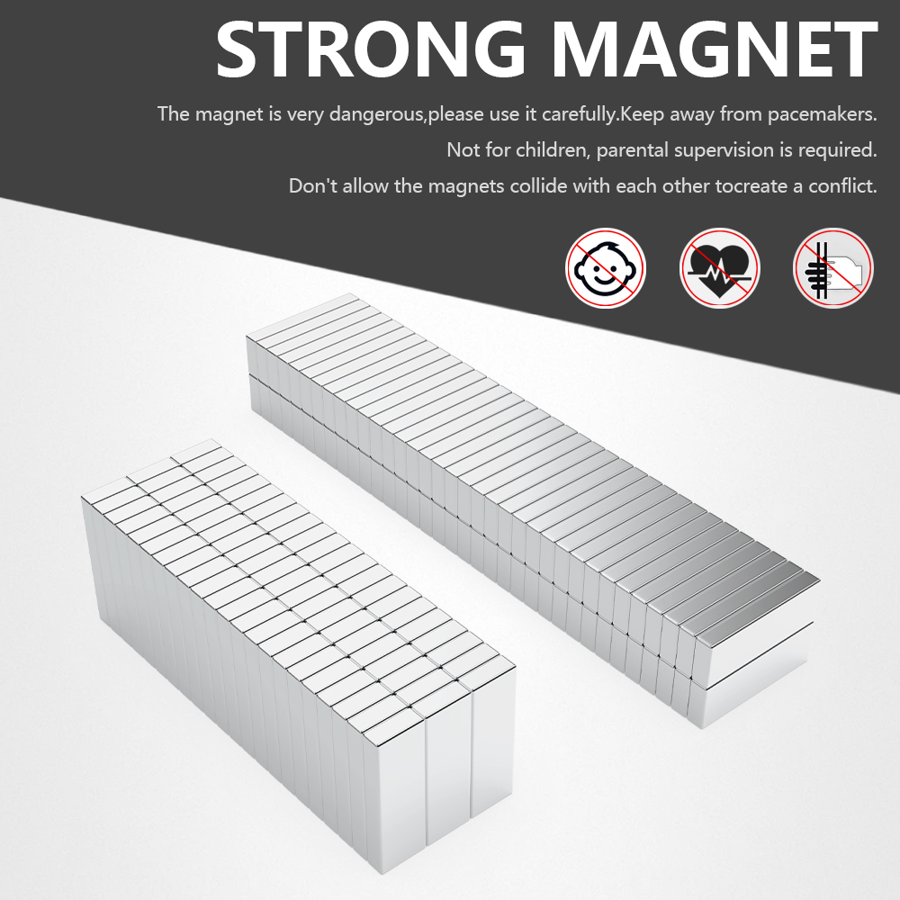 2 ~ 100 Stück 30 x 10 x 4 mm leistungsstarker Magnetblock für Kühlschrank, DIY-Projekte, Wissenschaft und Büro, Kühlschrankmagnet