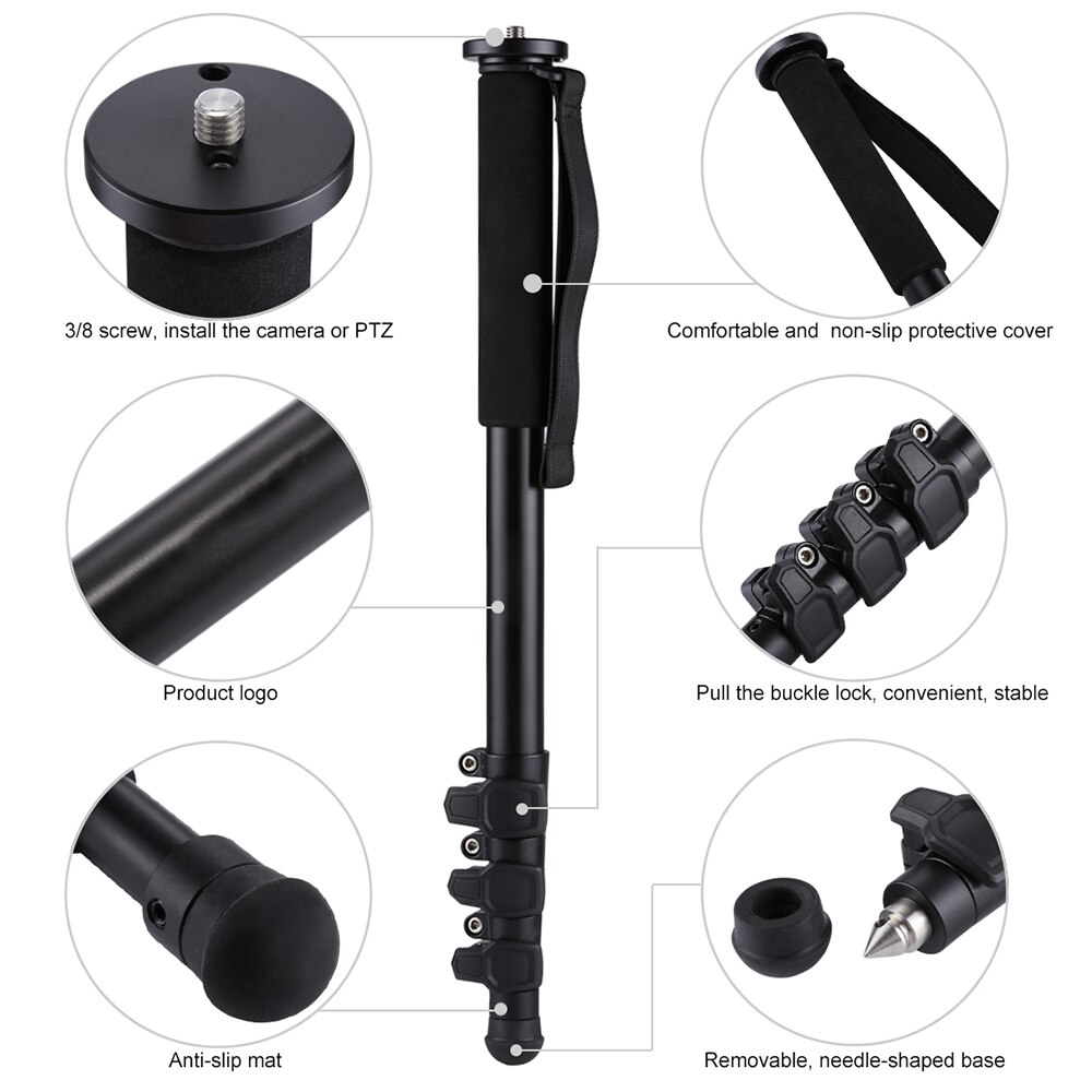 Camera Accessoires Verstelbare Draagbare Vier-Sectie Telescopische Aluminium Self-Staande Monopod Statief Benen Met 3/8 Schroef