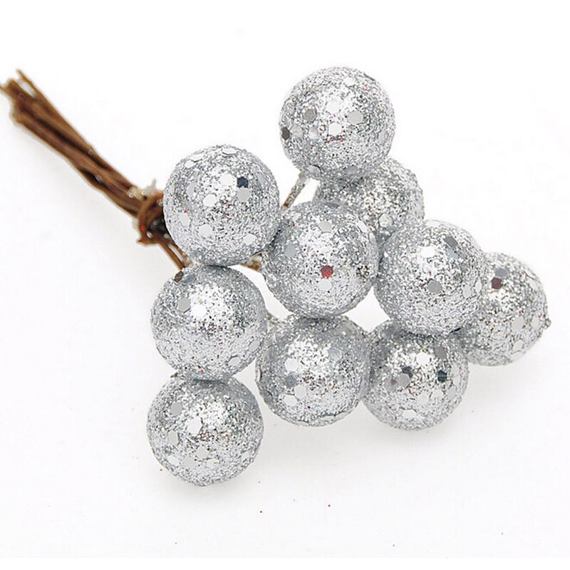 10 st / parti röd sliver guld julgran hängande kulor frukt boll hängande bollar fest jul dekoration leveranser: Silver- / 1.5cm