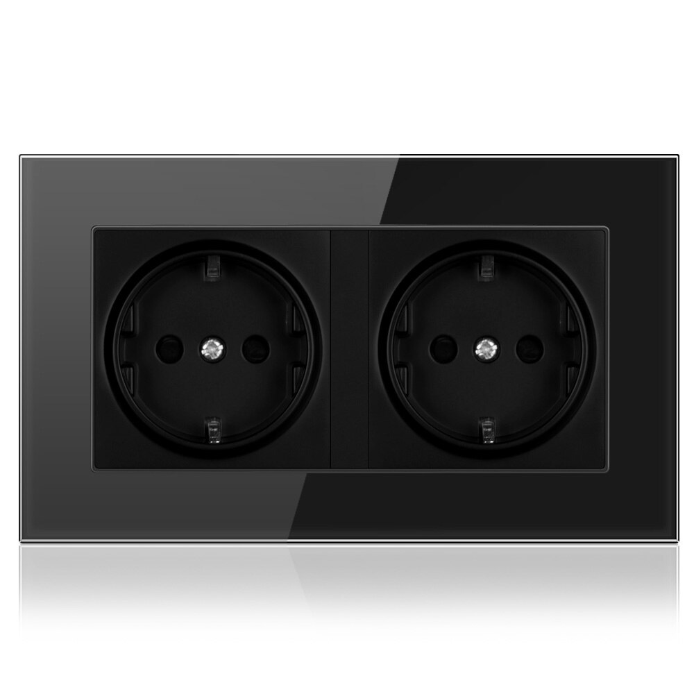 Stopcontact eu duitsland dubbele stopcontacten frame 16a 220v kristalglaspaneel duitsland ingebed voor romantische thuiskantoordecoratie