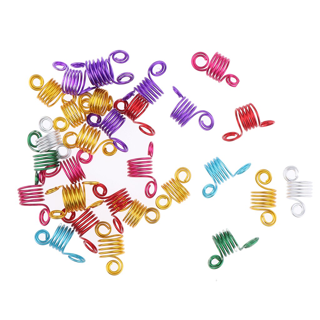 6 Colors Aluminum Hair Cuffs Braiding Beads Twisted Hair Coil Dreadlocks Wraps 30Pcs Hair Dreadlocks Bead Hair Aluminum Rings