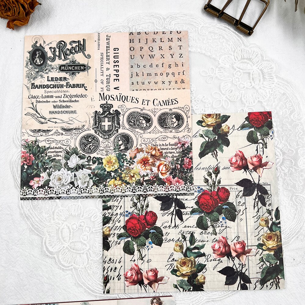 Romantic Rose Girls Material Craft Paper Packs Scrapbooking Happy Planner DIY Card Decoration Photo Albums