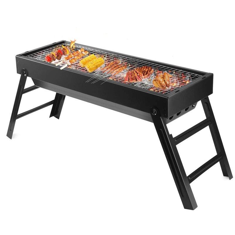 Charcoal Grill Barbecue Portable BBQ Desk Folding Grill Tabletop Outdoor Smoker BBQ for Picnic 60*22*31.5cm
