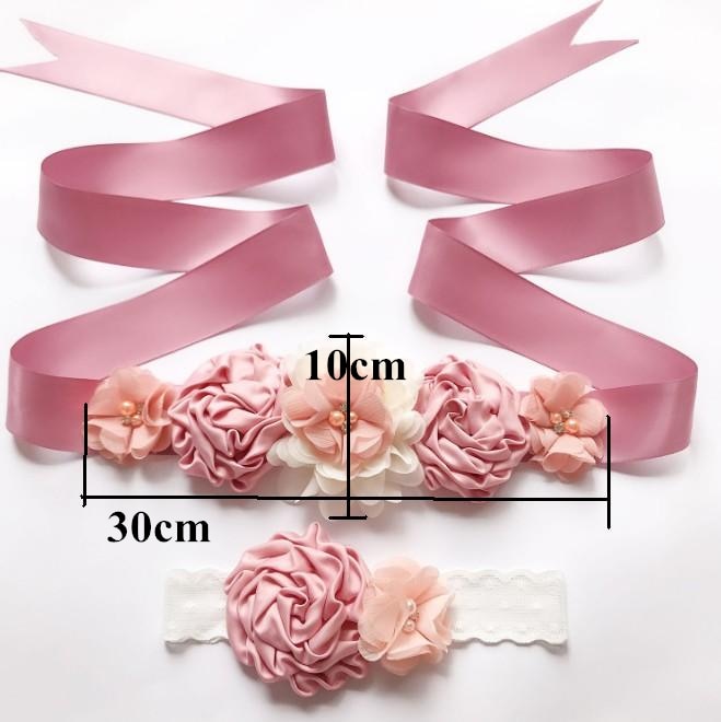 Boda de cinturón faja Floral cinturones de vestido para mujer de la boda de novia de flor Flor de cinta de raso cinturón con diadema bebé