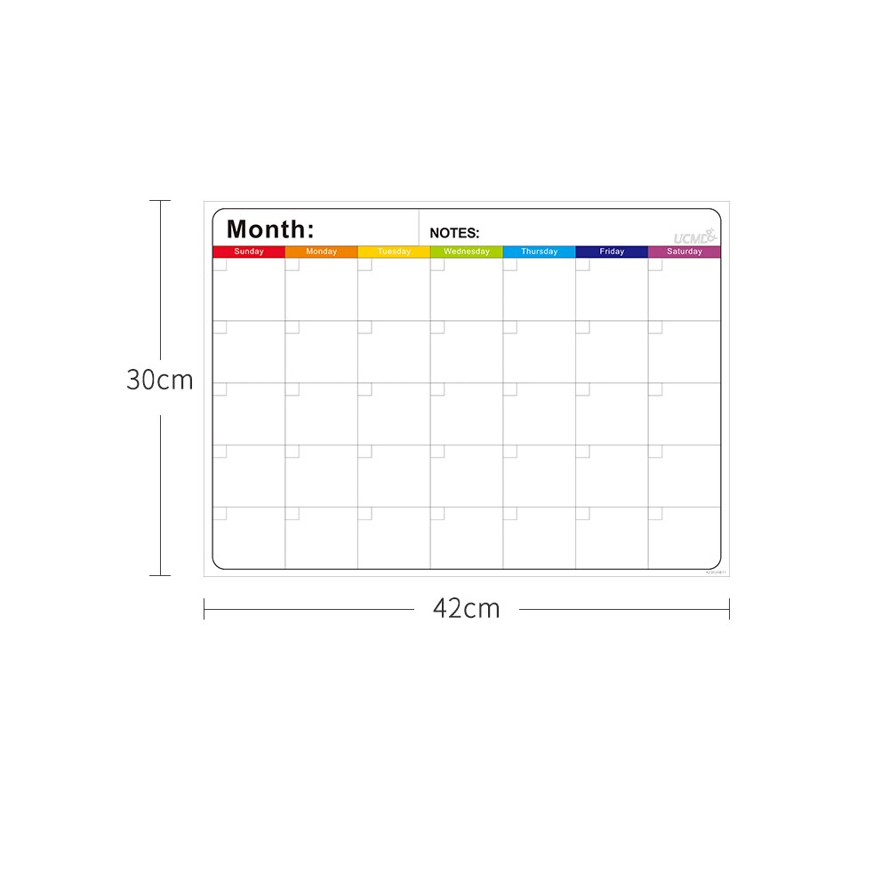 Magnetic Monthly Daily Whiteboard Calendar Erasable Fridge Magnet Sticker Weekly Plan Grocery List To-Do List Notepad Memo Board