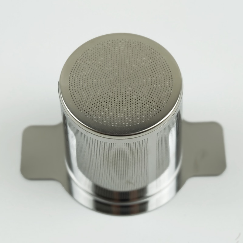 Kaffefilter tratt galler binaural kaffe läcka te läcka filter med lock &amp; handtag mesh läcka 304 rostfritt stål