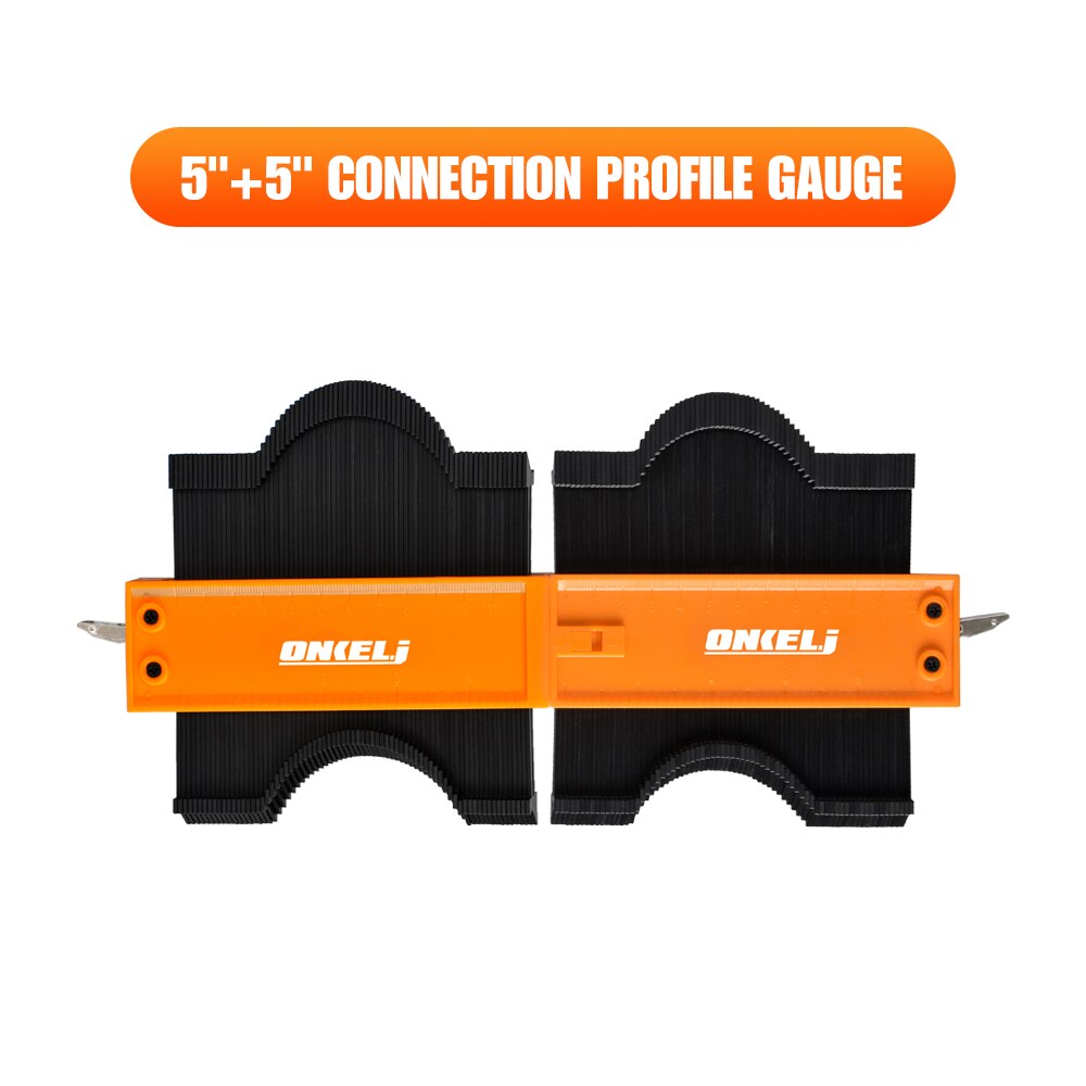 ONKEL.J Brand Connection Contour Gauge Profile Tool Alloy Adjustable Lock Edge Shaping Wood Measure Ruler Tiles Meethulp Gauge: 5inch and 5inch