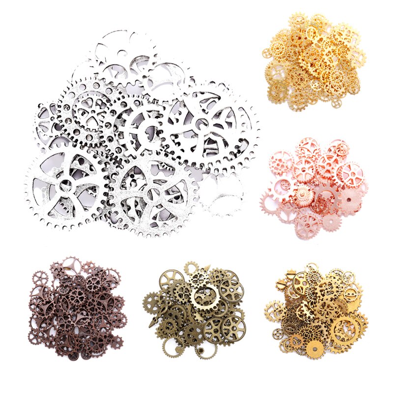 30 UDS-100 Uds 10 colores tamaño pequeño 8-15mm aleación de Zinc mezcla mecánica Steampunk engranajes y engranajes accesorios Diy
