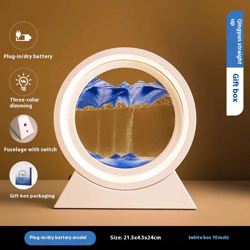 Landscape Hourglass Flowing Sand Painting Ornament Light Luxury Home Living Room Decoration Office Decoration: Blue