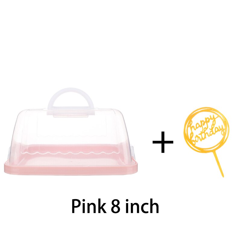 8 zoll/10 zoll tragbare kunststoff runde kuchen Container Nachtisch Container Kasten kuchen träger Server lagerung Kasten Tablett küche werkzeuge: 8 Zoll Rosa Karte
