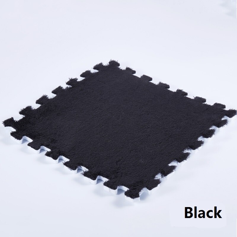 Große Große Fläche Teppiche Für Heimat Wohnzimmer Teppich DIY Verriegelung Schaum Matten EVA Plüsch Puzzle Teppich Matten Schaum Für Baby freundlicher: Matten Teppich Schwarz