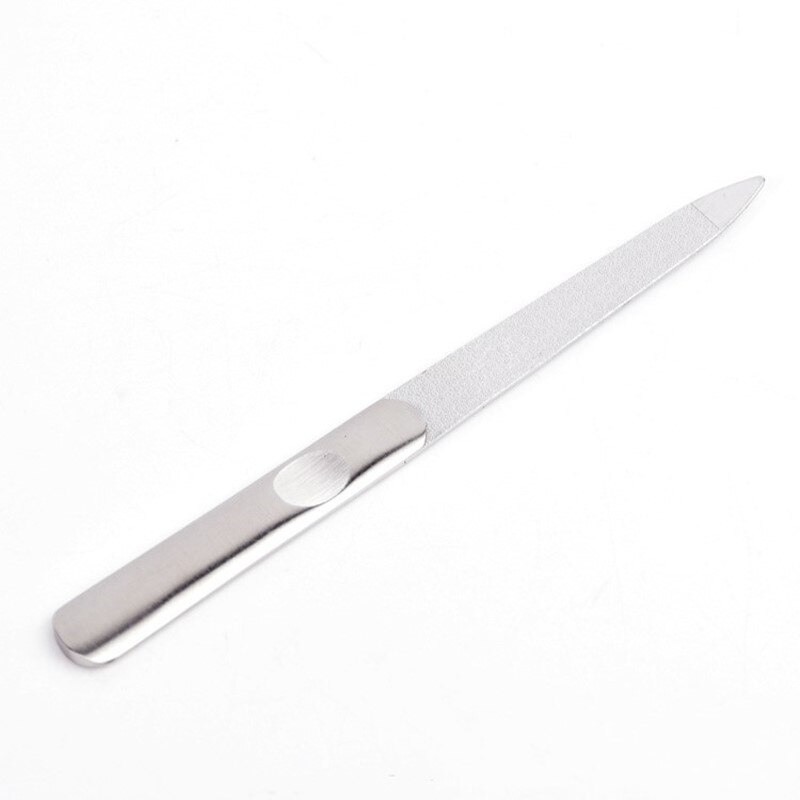 Professionele Rvs Nail File Buffer Metalen Dubbele Side Slijpen Staaf Manicure Pedicure Scrub Nail Arts Gereedschap Dikke LJ02