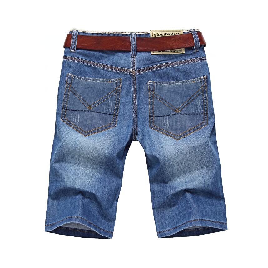 Classdim jeansshorts för män bra korta jeans herr bomull fast raka korta jeans man blå casual korta jeans