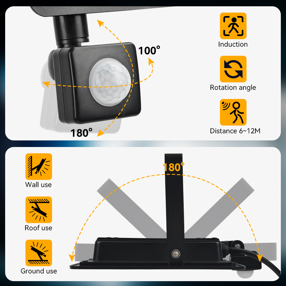 LED Floodlight Outdoor Motion Sensor Floodlight Light AC220V 10W-100W IP66 Waterproof Spotlight Street Lamp For Garden Backyard