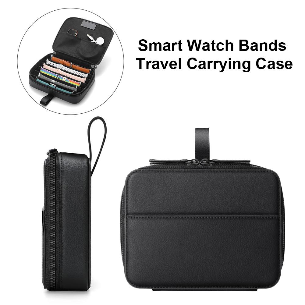 Smart Watch Case Microfiber And Leather Light And Smooth Durable Watch Strap Storage Box Spacious Charger Storage Organizer: Default Title