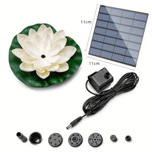 1.2W solar lotus fountain pump, DIY lotus solar fountain, suitable for garden bird bath, pond decoration, water features: army green