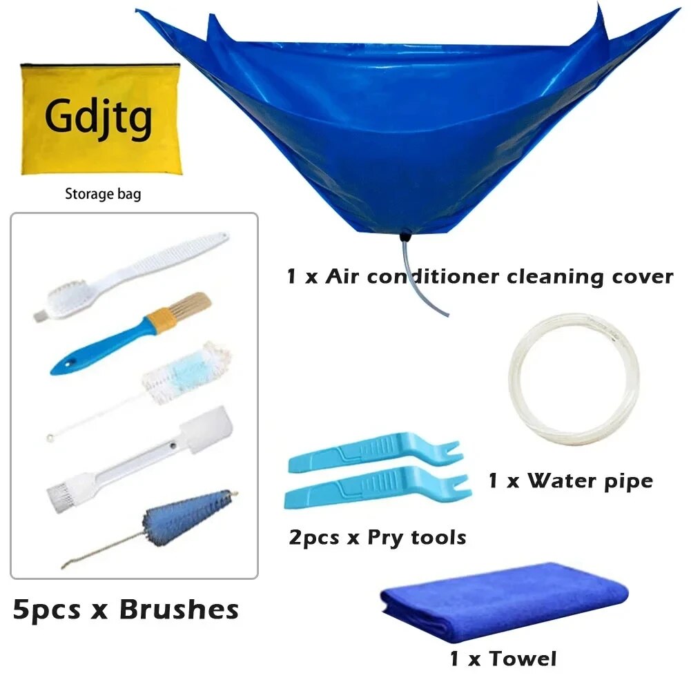 Kit de cubierta de limpieza de aire acondicionado, Herramientas de limpieza, bolsa de protección contra el polvo impermeable, limpiador de acondicionadores de aire, juego de 3000btu, 7/11/12 piezas: Blanco / 90*150 cm