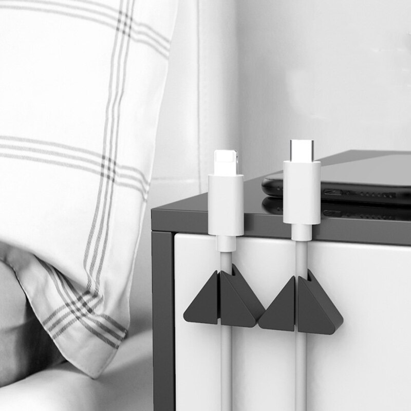 Desktop Manager Data Cable Organizing Tool Fixed Hub Buckle Cable Manager Headphone Organizing Tool 4Pcs Black