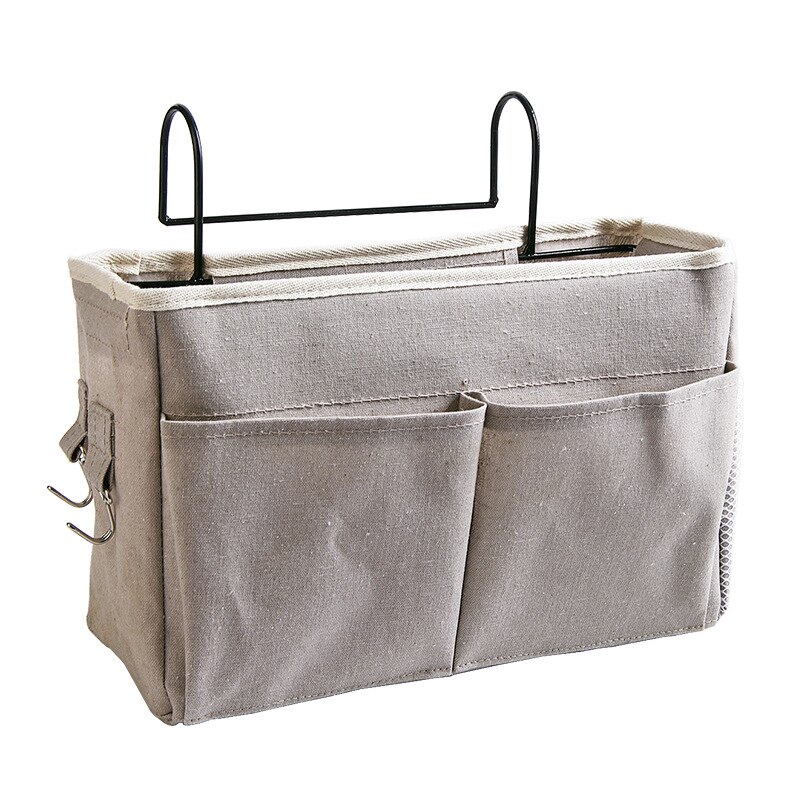 Chevet Suspendu Organisateur de Poche Sac De Rangement Organisateur de Garde-Robe Coton Chambre Salle De Bain Magazine Fourre-Tout De Stockage Organizador Pochette: Grey